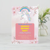 Uitnodiging voor Unicorn Party | Aangepaste Meisje (Staand voorkant)