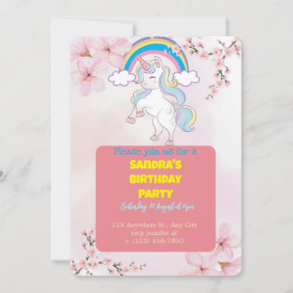 Uitnodiging voor Unicorn Party | Aangepaste Meisje