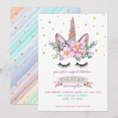 Uitnodiging voor Unicorn Party | eenhoorncake (Voorkant / Achterkant)