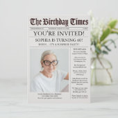 Uitnodiging voor unieke Newspaper Birthday Party (Staand voorkant)