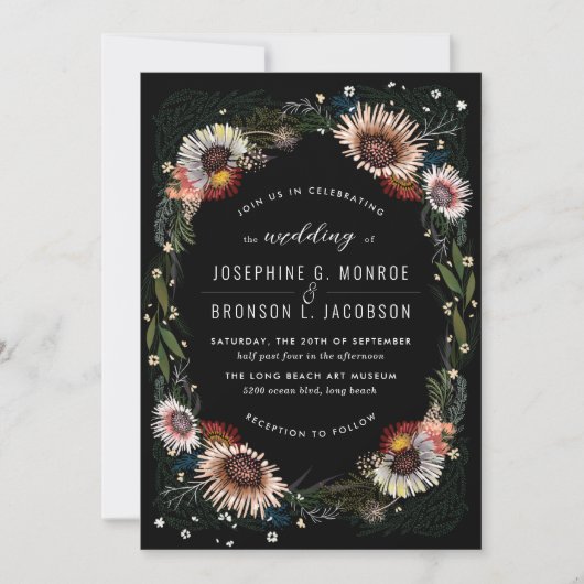 Uitnodiging voor unieke zwarte bruiloft (Voorkant)