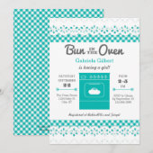 Uitnodiging voor uniseks babyfeest 'Bun In The Ove (Voorkant / Achterkant)