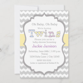 Uitnodiging voor unisex chevron babyfeest voor TWI