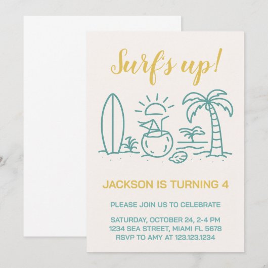 Uitnodiging voor Up Birthday Party van Editable Su (Voorkant / Achterkant)