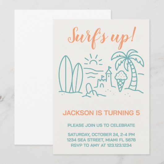 Uitnodiging voor Up Birthday Party van Editable Su (Voorkant / Achterkant)