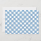 Uitnodiging voor Upsherin-foto met blauwe Gingham  (Achterkant)