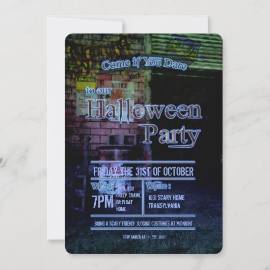 Uitnodiging voor Urban Decay Alley Halloween Party (Voorkant)