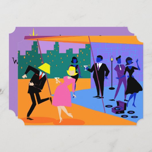 uitnodiging voor Urban Rooftop Party voor retro (Voorkant / Achterkant)