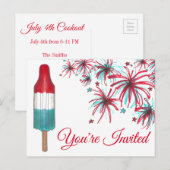 Uitnodiging voor USA 4 juli-feest met vuurwerk Rak Briefkaart (Voorkant / Achterkant)