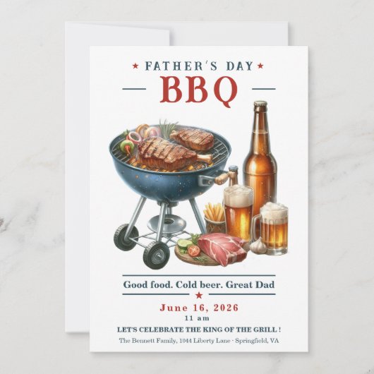 Uitnodiging voor Vaderdag BBQ Grillen en Bier (Voorkant)
