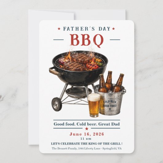 Uitnodiging voor Vaderdag BBQ Grillen en Bier (Voorkant)
