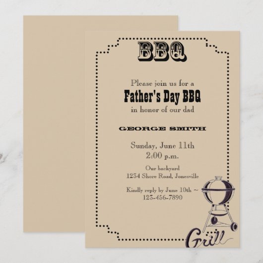 Uitnodiging voor vaderdag BBQ-partij (Voorkant / Achterkant)