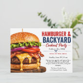 Uitnodiging voor Vaderdag BBQ – sappige hamburger (Staand voorkant)