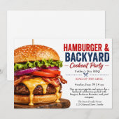 Uitnodiging voor Vaderdag BBQ – sappige hamburger (Voorkant / Achterkant)