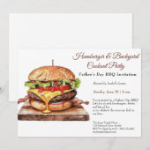 Uitnodiging voor Vaderdag BBQ – sappige hamburger (Voorkant / Achterkant)