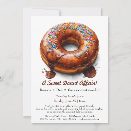 Uitnodiging voor Vaderdag Brunch – Donut Feestje (Voorkant)