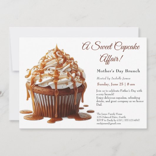 Uitnodiging voor Vaderdag Brunch – Zoete Cupcake (Voorkant)
