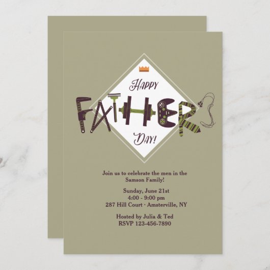Uitnodiging voor vaderdag-pictogrammen (Voorkant / Achterkant)