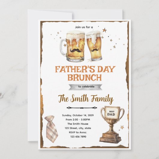 Uitnodiging voor vadersdag brunchfeest (Voorkant)
