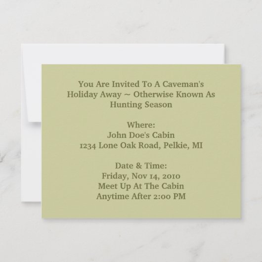Uitnodiging voor vakantiejacht in Cavemen Caveman (Achterkant)
