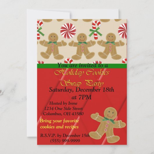 Uitnodiging voor vakantiekoekjesruil (Voorkant)