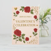 Uitnodiging voor valentijn’s Day Party | Romantisc (Staand voorkant)