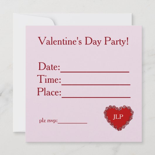 Uitnodiging voor Valentijn van het hart (Achterkant)