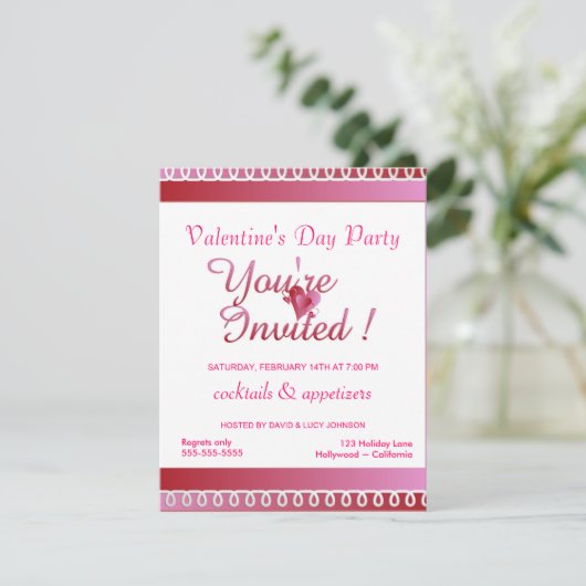 Uitnodiging voor Valentijnsdag (Staand voorkant)