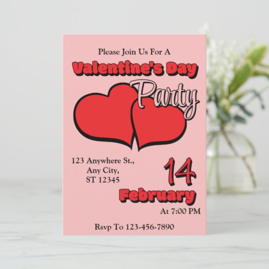 Uitnodiging voor Valentijnsdag dinerfeest (Staand voorkant)