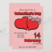 Uitnodiging voor Valentijnsdag dinerfeest (Voorkant / Achterkant)