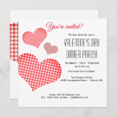 Uitnodiging voor Valentijnsdag-dinerfeest met rode (Voorkant / Achterkant)