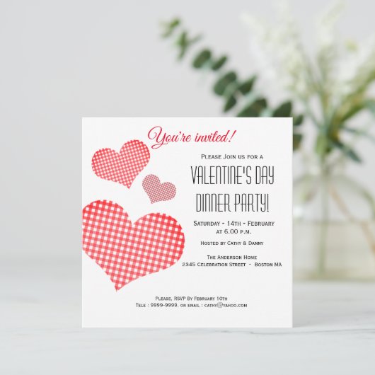 Uitnodiging voor Valentijnsdag Dinner Party met Ro (Staand voorkant)