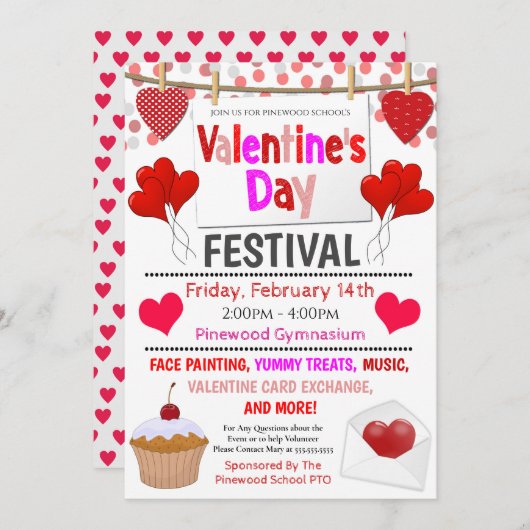 Uitnodiging voor Valentijnsdag Festival (Voorkant / Achterkant)