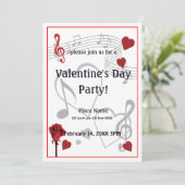 Uitnodiging voor Valentijnsdag Music Party (Staand voorkant)