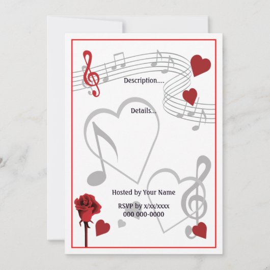 Uitnodiging voor Valentijnsdag Music Party (Achterkant)