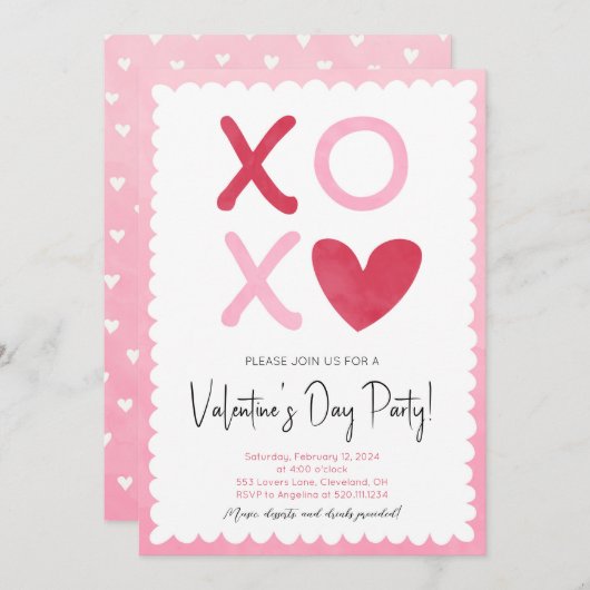 Uitnodiging voor valentijnsdagfeest (Voorkant / Achterkant)