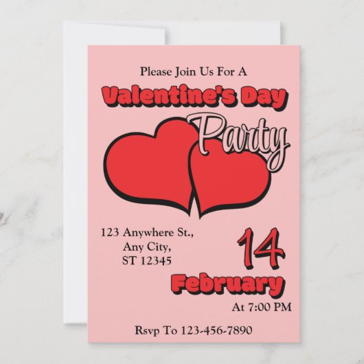 Uitnodiging voor Valentijnsdinerfeest (Voorkant)