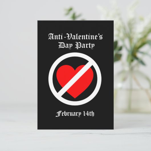 Uitnodiging voor Valentijnse anti- partijen (Staand voorkant)