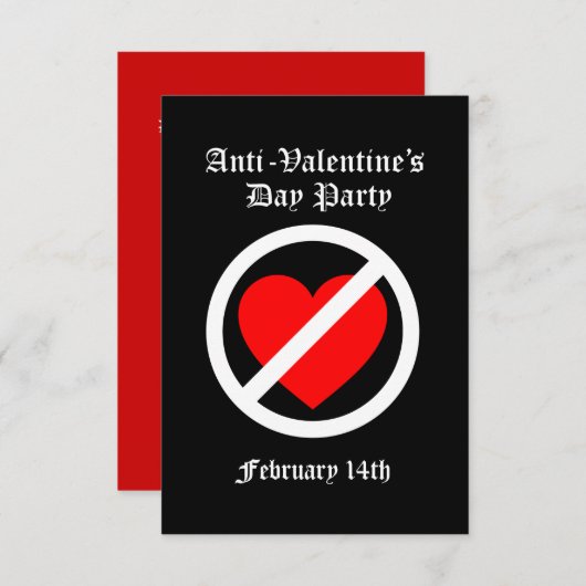 Uitnodiging voor Valentijnse anti- partijen (Voorkant / Achterkant)