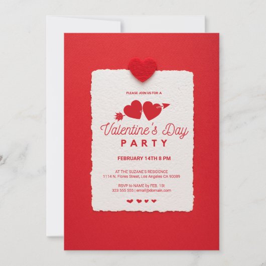 Uitnodiging voor Valentijnsfeest met Rode Hart (Voorkant)