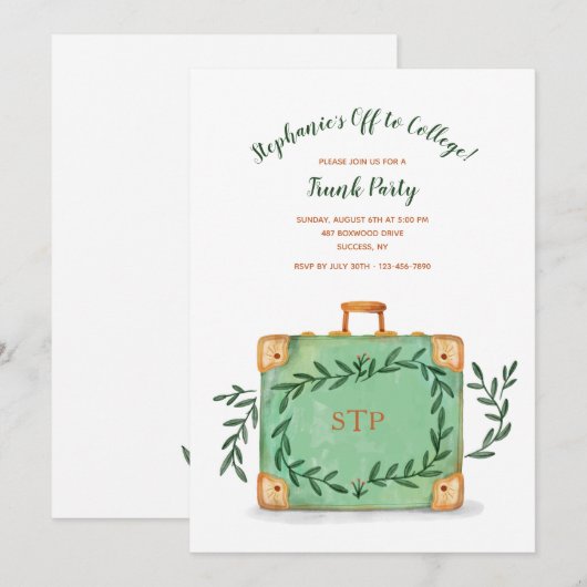 Uitnodiging voor valse trunkparty (Voorkant / Achterkant)
