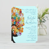 Uitnodiging voor veelkleurige bloemige liefdesbome (Staand voorkant)