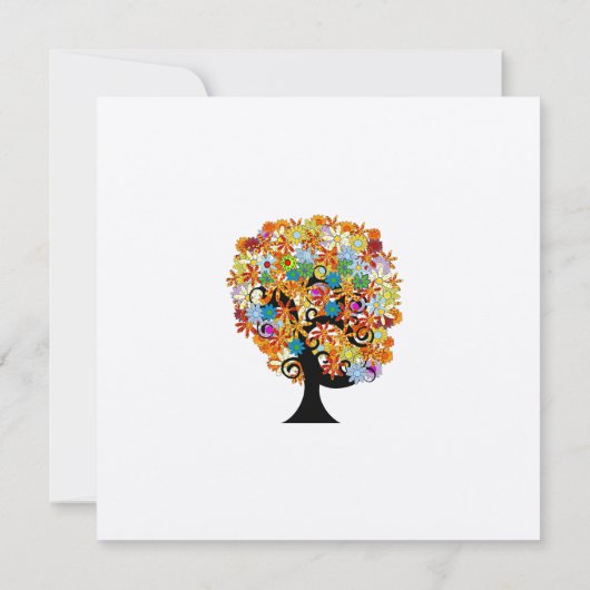 Uitnodiging voor veelkleurige bloemige liefdesbome (Achterkant)