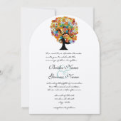 Uitnodiging voor veelkleurige bloemige liefdesbome (Voorkant)