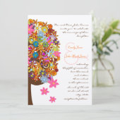 Uitnodiging voor veelkleurige bloemige liefdesbome (Staand voorkant)