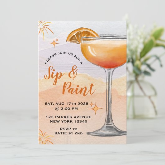 Uitnodiging voor verf en schip (Staand voorkant)