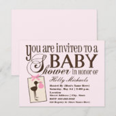 Uitnodiging voor verfijnd Baby shower Stork Pink (Voorkant / Achterkant)