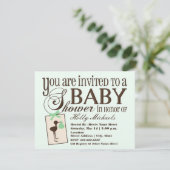 Uitnodiging voor verfijnde Stork Green Baby shower (Staand voorkant)