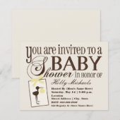 Uitnodiging voor verfijnde Stork Yellow Baby showe (Voorkant / Achterkant)