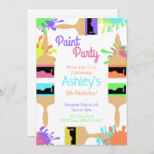 Uitnodiging voor verfpaintparty, kunstfeest, verja (Voorkant / Achterkant)